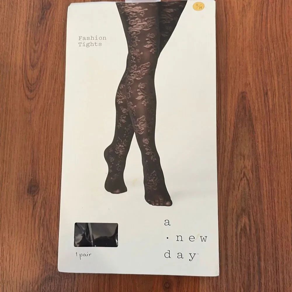 New A new day black lace, opaque fashion, tights size small/medium